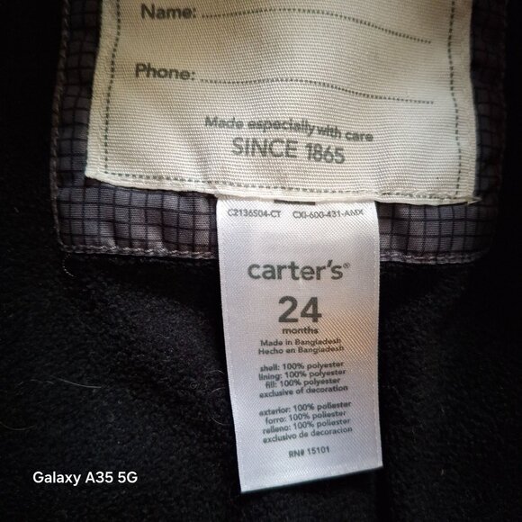 Carters Toddler Boys Gray Hooded Puffer Jacket With Orange Zipper Details 2T - Picture 7 of 8